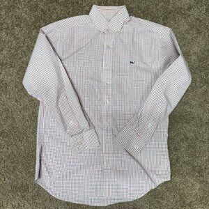 Vineyard Vines By Shep & Ian Whale Shirt Mens Small Red Check Cotton Button Down